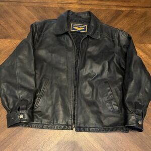 Airborne Leathers Mens XL Black Cow Nappa Leather Bomber Flight Jacket Quilted